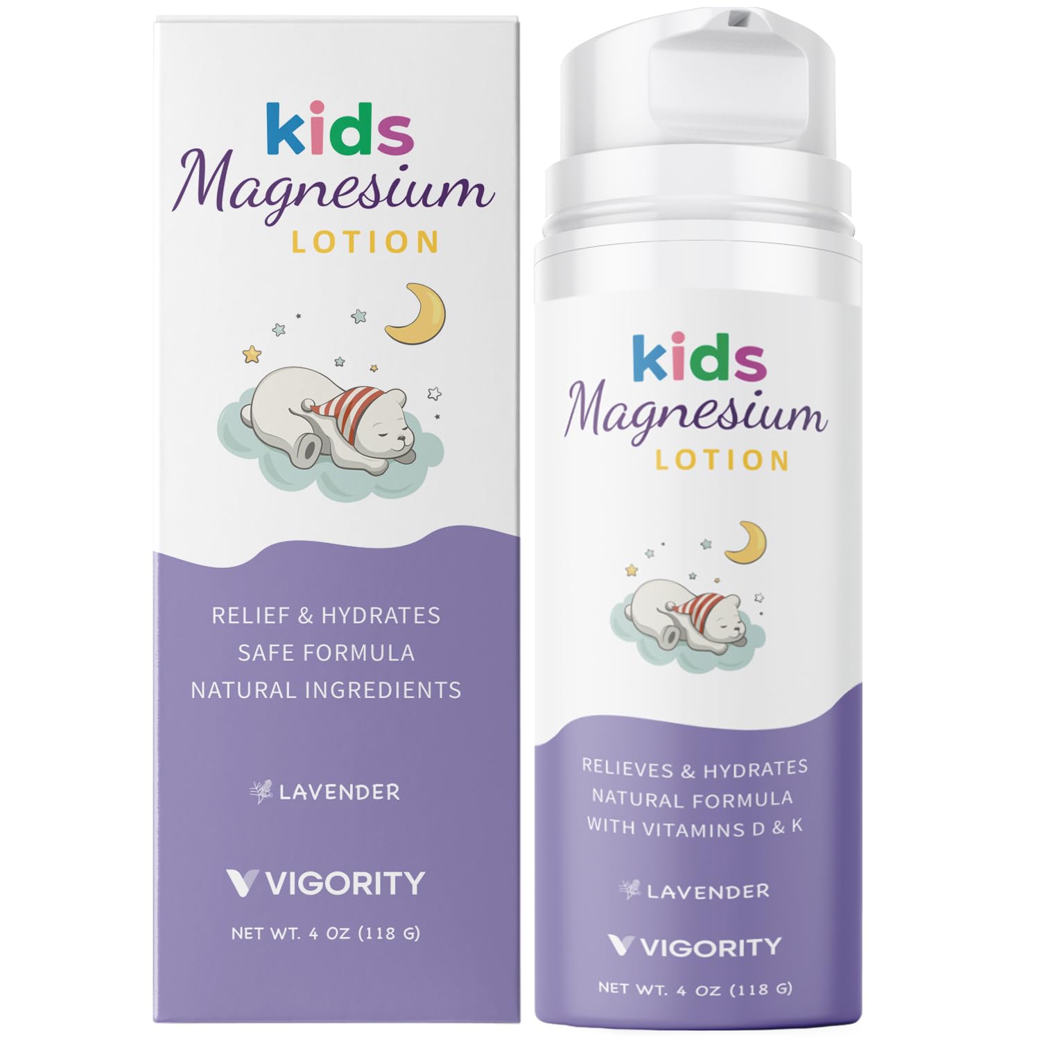 Magnesium Lotion for Kids & Babies Sleep - Bedtime Calming Body Cream with Natural Ingredients, Lavender Oil, Shea Butter & Multi Vitamins - Topical Magnesium Soothing Relief, Promotes Relaxation