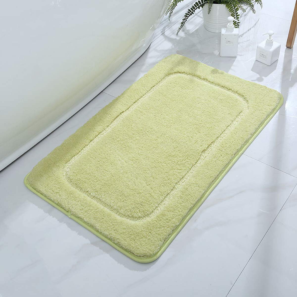 Tapis de bain de luxe de qualité supérieure, 60 x 90 cm, doux, épais, absorbant, lavable en machine et séchage, tapis en peluche pour salle de bain, douche, jacuzzi, spa, jaune citron