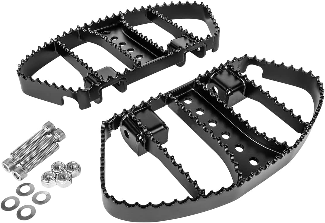 Burly Brand Floorboard Style Foot Pegs for Passenger - Serrated Claw Grip, Steel, Satin Black Powder Coated Finish, For Most Harley Davidson Touring, Softtail, & Trike Motorcycles, 1 Pair (B13-1051B)