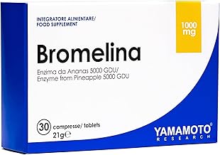 YAMAMOTO RESEARCH Bromelina 30 Compresse, Integratore Alimentare con 1000 mg di Bromelina, Enzima con Azione Digestiva e Drenante