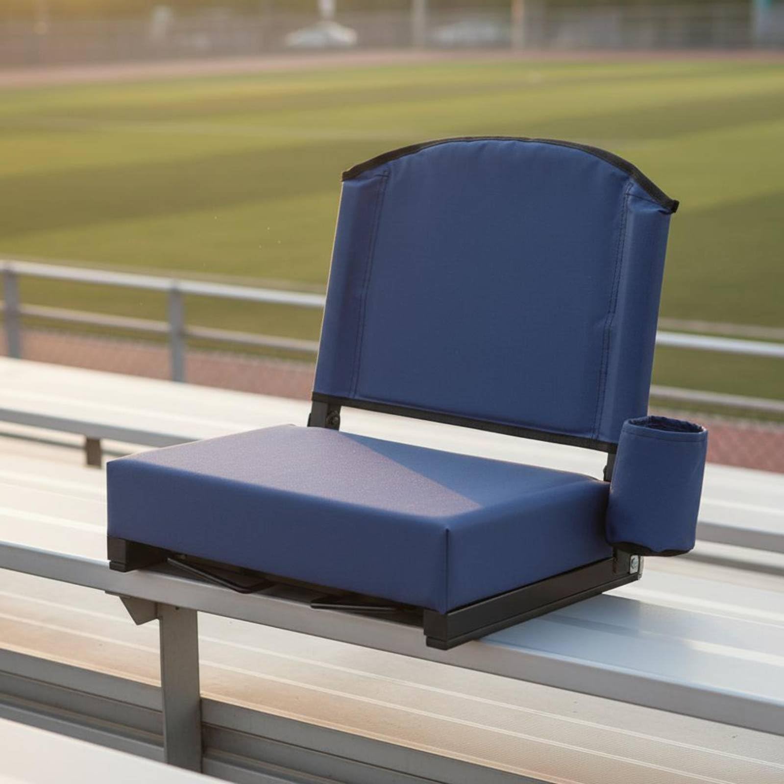 Sedia da Gradinata Pieghevole Tessuto Oxford 600D Seggiolino da Stadio Imbottito Imbottitura Spessa Sedia Campeggio senza Gambe per Pesca, Nero