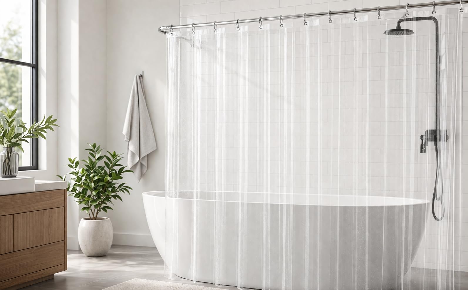 Crystal Clear PEVA Shower Curtain Liner 72x72 with Metal Grommets T8054
