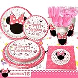 💗Adecuado para Muchas Ocasiones💗Nuestros vajilla minnie mouse cumpleaños es adecuados para muchas ocasiones, como fiesta de minnie mouse rosa, fiesta de cumpleaños de niñas, baby shower, fiesta de té, Navidad, Acción de Gracias, etc.