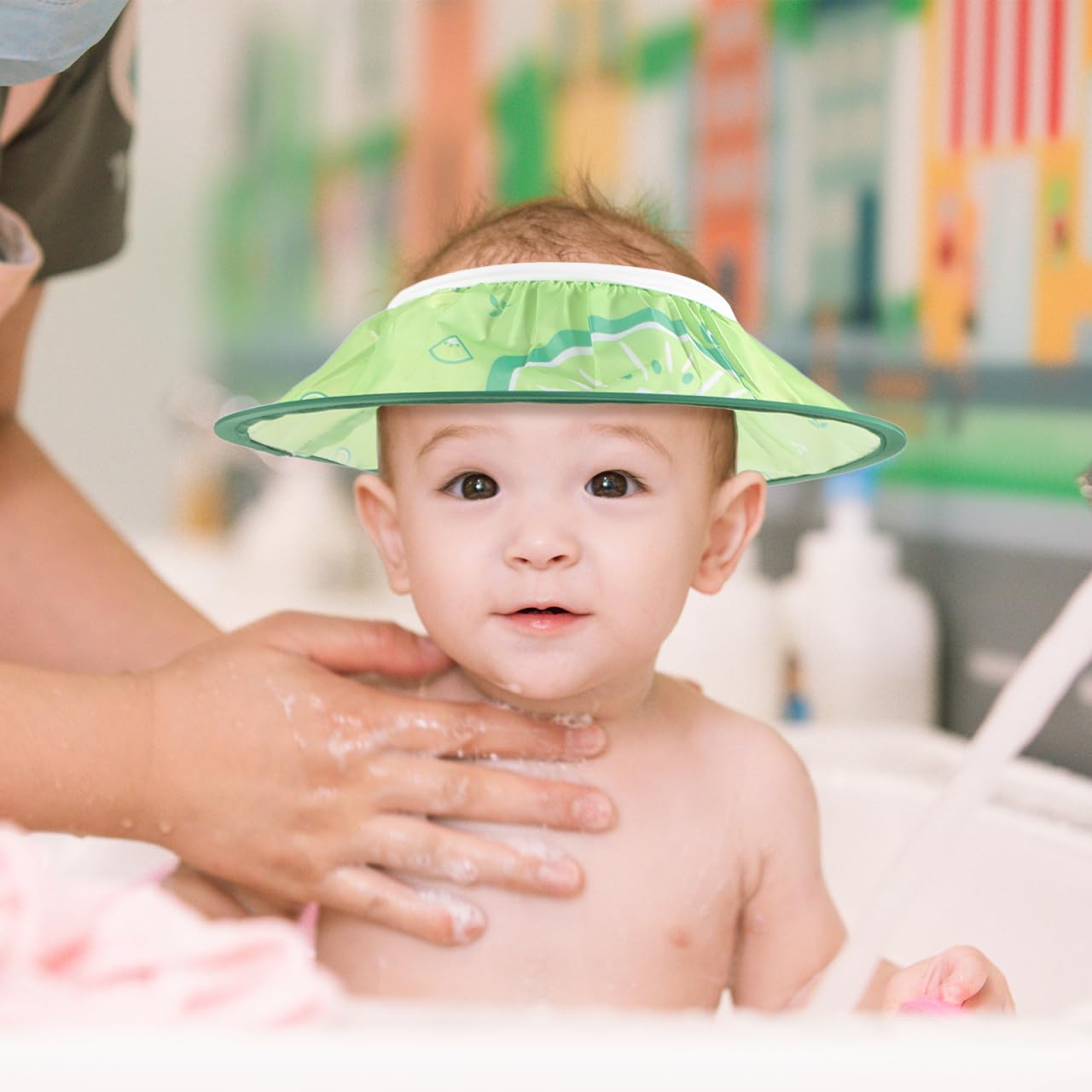 Shampoo Shield Adulto Bambino Shampoo Cap Baby Visiera Bagno Bambino Cappello Per Bambino Bella Doccia Tpe Cuffia Doccia Il Cerchio Cappello Verde per Bambino Adulto Lavaggio Dei Capelli Scudo