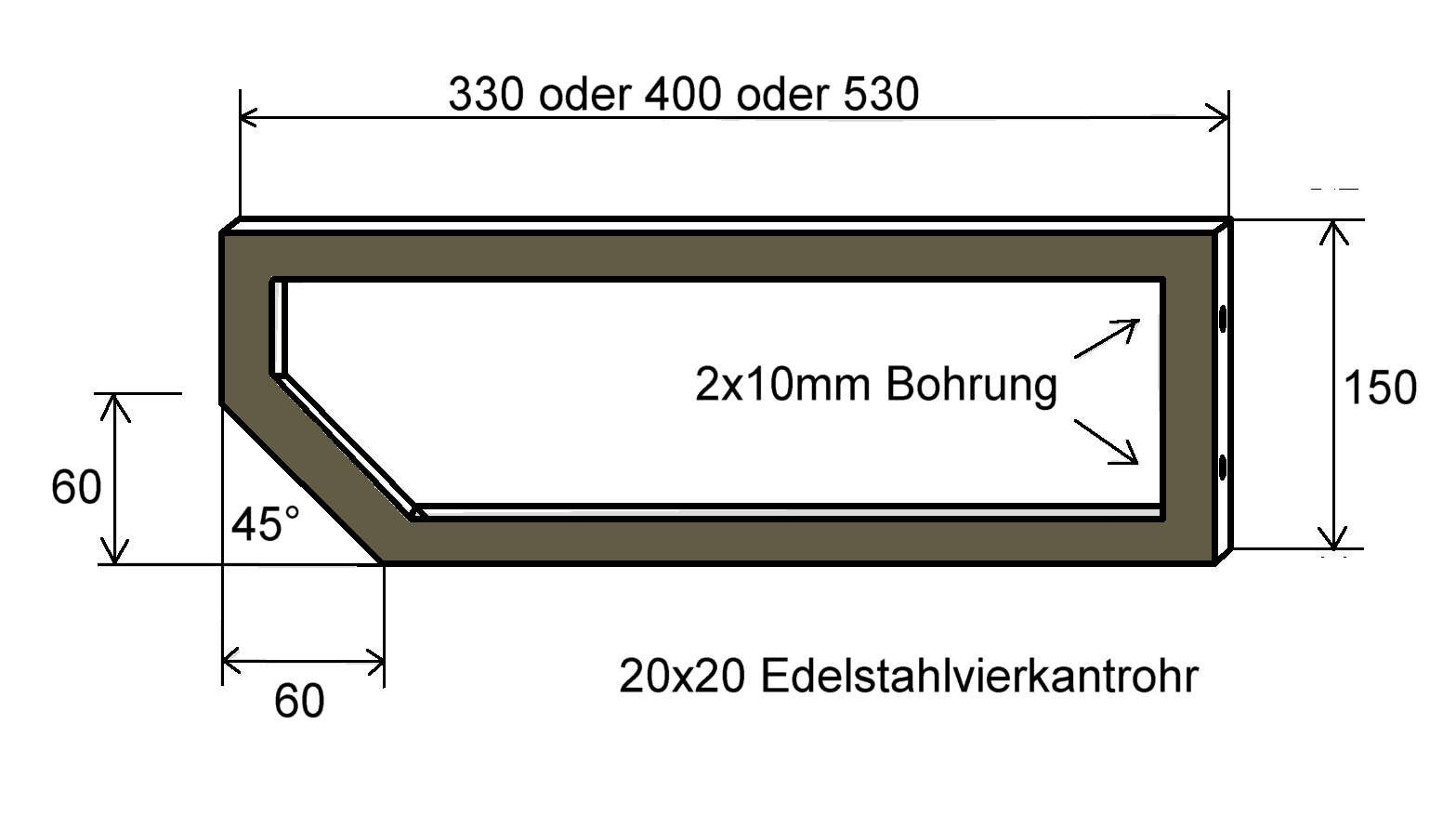 Halter für Waschtisch Waschbecken Handtuchhalter Edelstahl 40cm | 1 Set, auch andere Größen erhältlich