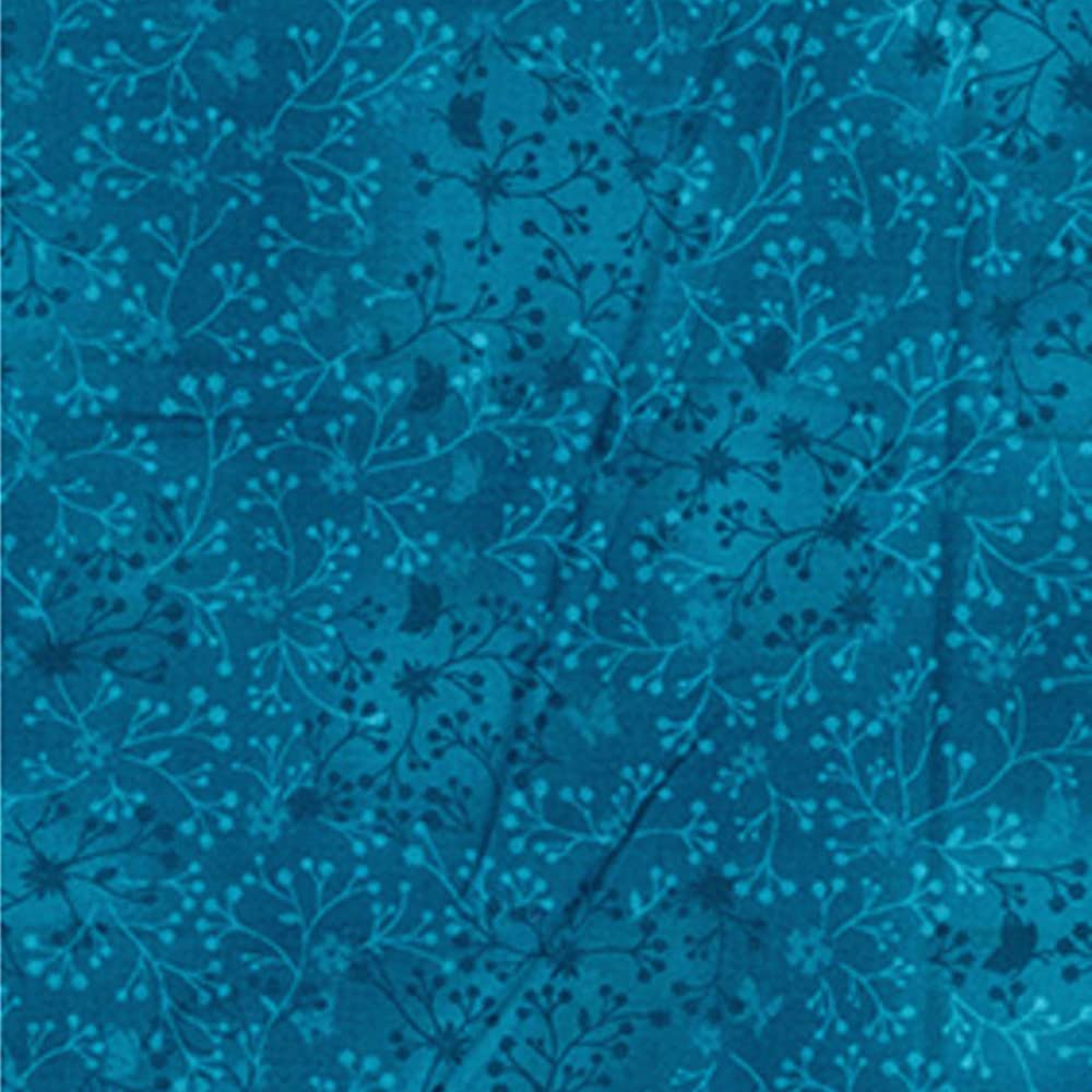 Oh Sew Crafty Limited Peacock 100% Cotton Fabric Flutter Cotton Blender Floral Flower (Per Metre) (Peacock)