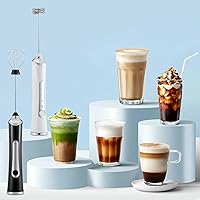 Vista 7 de Espumador de leche eléctrico de mano con 2 cabezas, batidor de café con espuma recargable por USB de 3 velocidades, licuadora de espuma para café