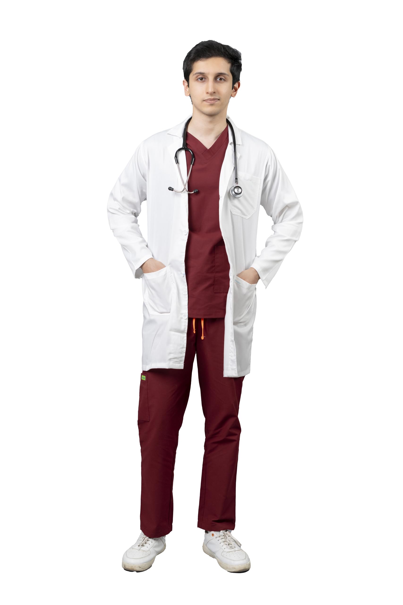 Long Coat Men Medical Lab Coat | 3 Pocket Apron, Long Length Full Sleeves, PolyCotton | Apron For Doctors Dentist and Students l Soft, Durable and Comfortable