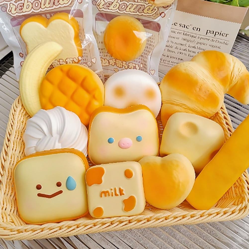 Butter Squishy Giant Big Jumbo Yellow Cheese Block Soft Slow Rising Rebounding Squeeze Stress Relief Fidget Sensory Novelty Desk Toy for Adults Kids Relax Focus Autism ADHD Calming Gift