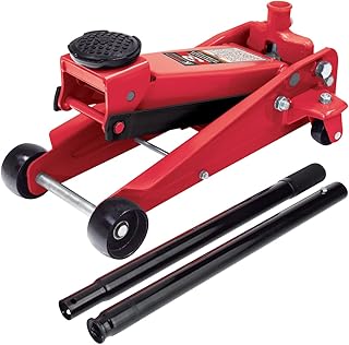 K Tool International 3 Ton Floor Jack Compact Service Jack Wide Lifting Range Jacks Cars and Truck, Swivel Rear Casters, H...