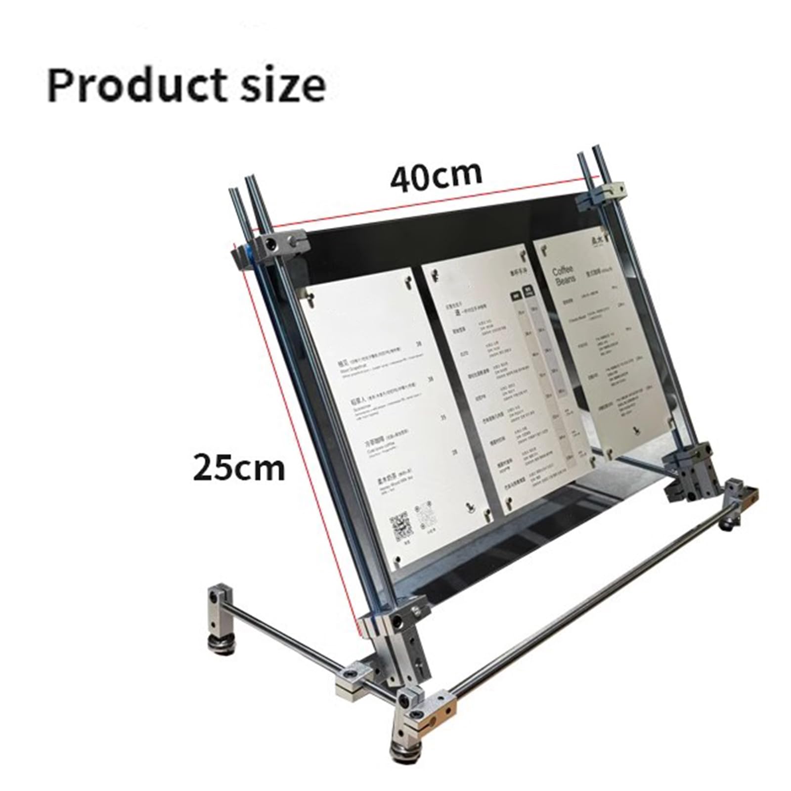 Soporte De Menú Acrílico De 40×25 Cm, Expositor De Mesa Transparente con Base De Acero Inoxidable Y Ruedas, Ideal para Restaurantes, Oficinas, Tiendas Y Ferias