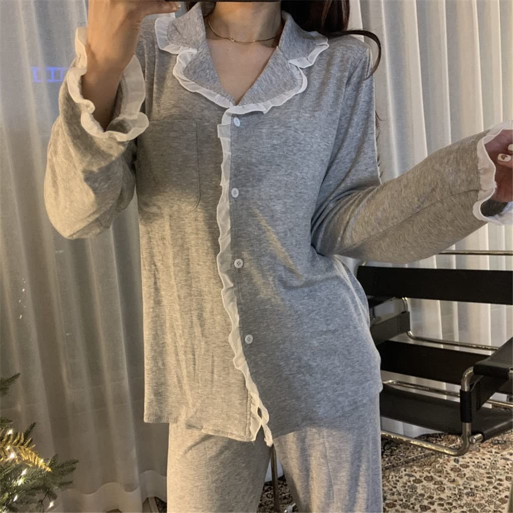 Pyjamas à rayures en coton LJIANGD ensemble d'été ample pour vos matins cocooning - 8