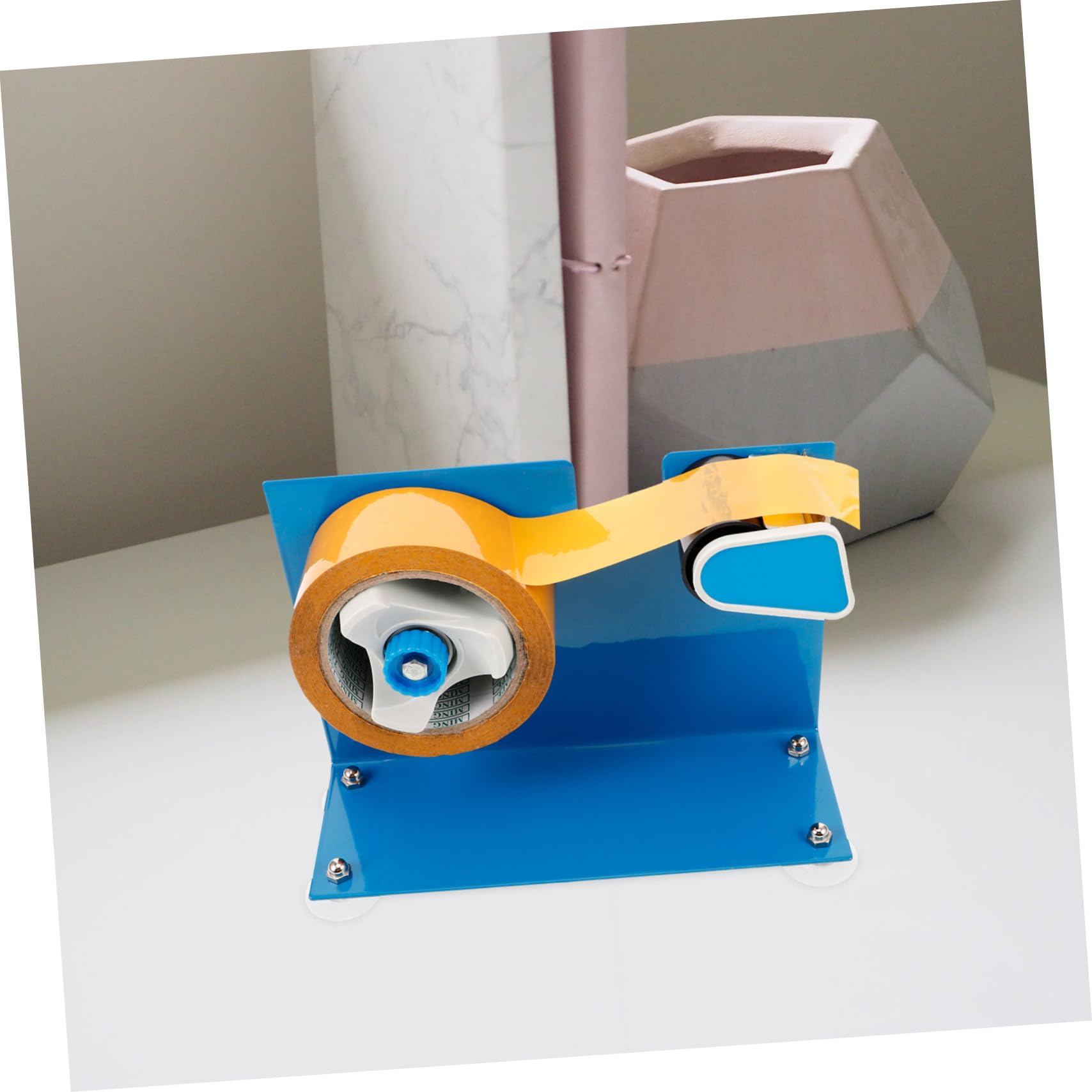 Blauer Tisch Klebebandabroller aus Eisen mit Saugnapfbase für 5cm Breite Bänder Präzises Schneiden Wiederverwendbar für Lager und Zuhause