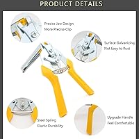 Vista 2 de Kit de alicates tipo M Hog Nail Ring con 2400 clips M para fijación de vallas, instalación de tapicería, jaulas de animales (amarillo)