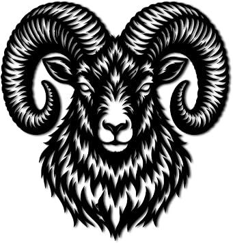 Ram Head Metal Wall Art Metal Outdoor Decor Metal Signs Bold Abstract Animal Artwork Stunning Wall Decor Home Decoration for Living Room Bedroom Office Apartment Black,12inch