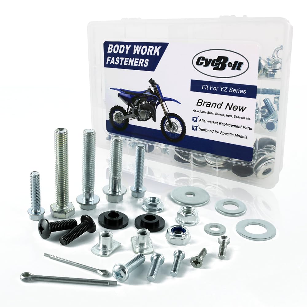 CYCBOLT 120PCS Dirt Bike Bolt Kit Fit for YZ85 YZ125 YZ250 YZ250F YZ450F YZ250X YZ250FX YZ450FX YZ400F YZ426F YZ65 YZ80 Bodywork Bolts Screws