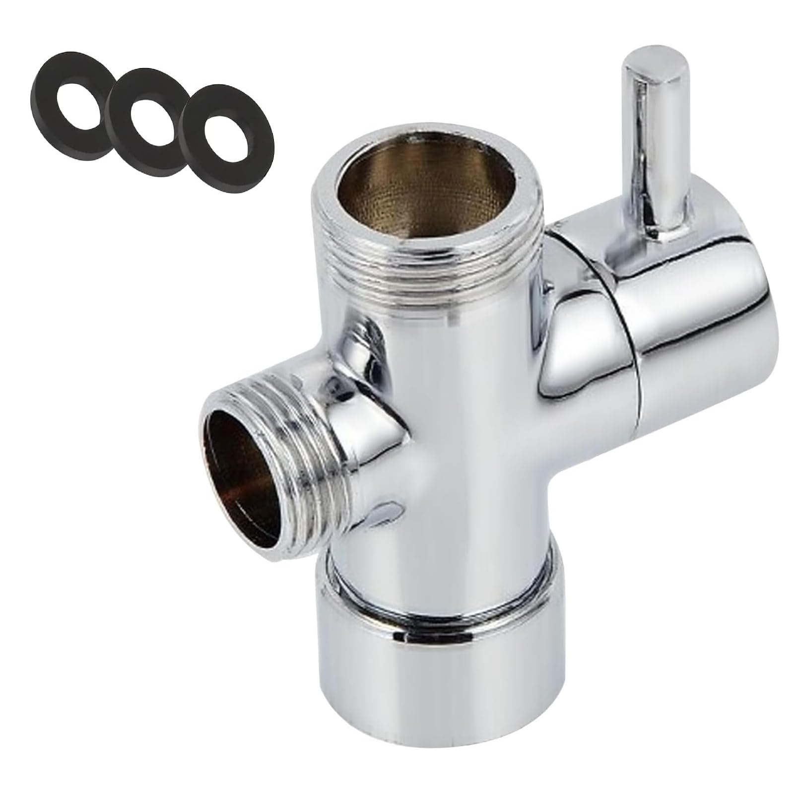 Vanne de dérivation de douche à 3 voies – Tête en laiton durable G1,27 cm, inverseur de robinet anti-fuite pour pommeaux de douche fixes et à main Installation facile pour remplacement de