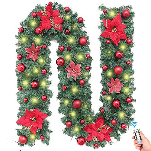 Guirlande PVC Extérieur Guirlande Sapin Noël 10m - Décoration Intérieur/ Extérieur - PVC Vert - Branches Naturelles Guirlande Branches PVC Porte Escalier