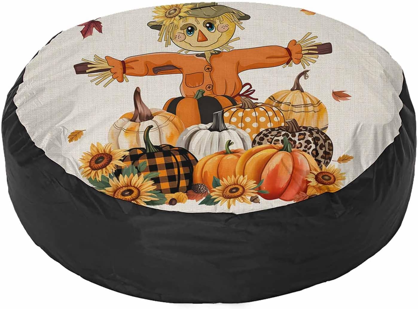 Thanksgiving Sunflower Scarecrow Pumpkins Tire Covers 17inch Universal for Jeep Trailer RV SUV Camper Travel Waterproof Spare Wheel Tire Cover Automotive Accessories Easy Install,Fall Autumn Leaf