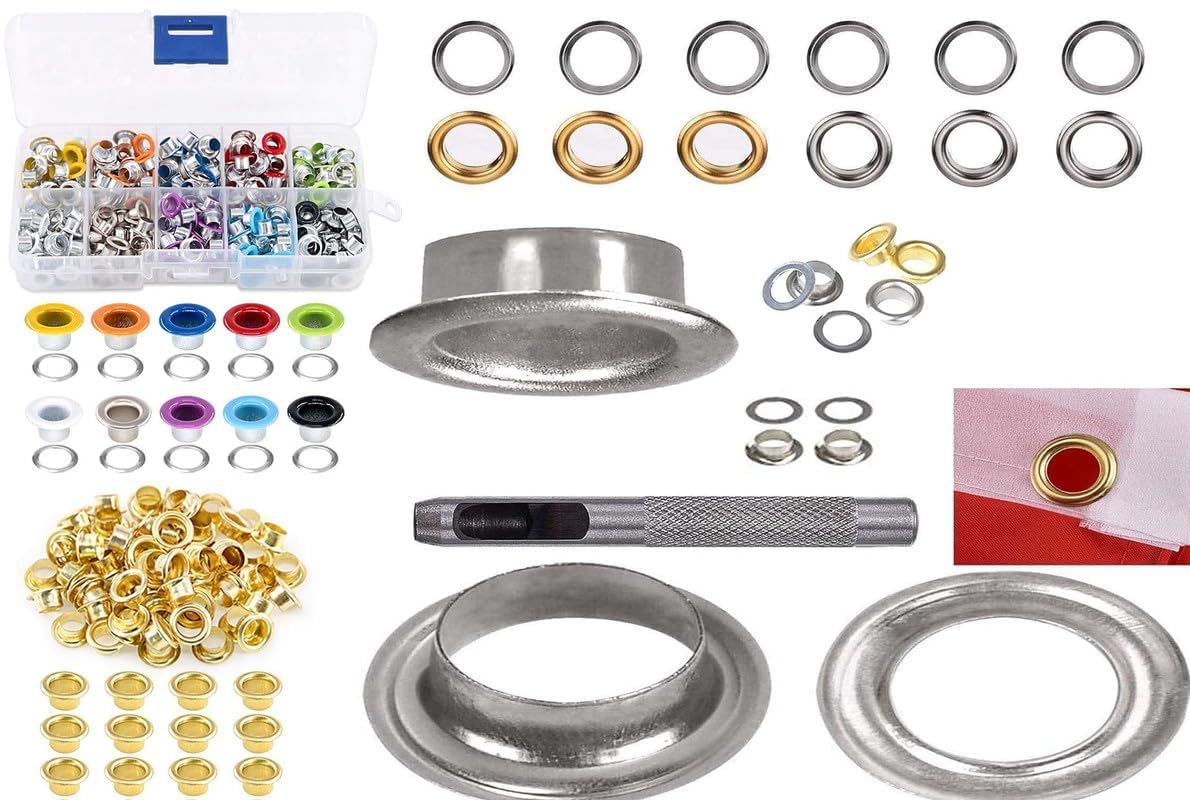 DIY Crafts 400 Pcs Mix Sizes, Gold Brass Made, Grommet Kit 1 - Pcs Hole Punch Grommet Installation Tools, Grommets Eyelets Broken Grommet Replacement (Gold/ (400 Pcs Mix Sizes, Gold Brass Made) (B0971HKTZQ) Amazon Price History, Amazon Price Tracker