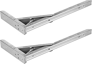 2 Pcs Folding Shelf Brackets Wall Mounted Folding Shelf, Stainless Steel Folding Shelf Stainless Steel Wall Mounted Collapsible Shelf Bracket 12in for Table Work Bench