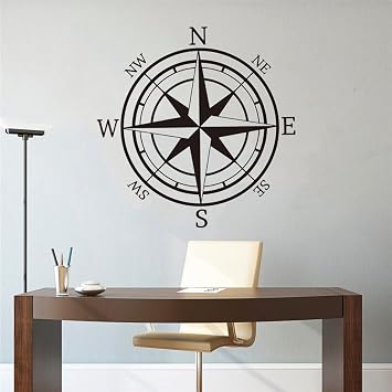 Nautical Compass Wall applique Compass Rose Navigation Vinyl Sticker Nature Art Boat Ocean Seawall Decoration