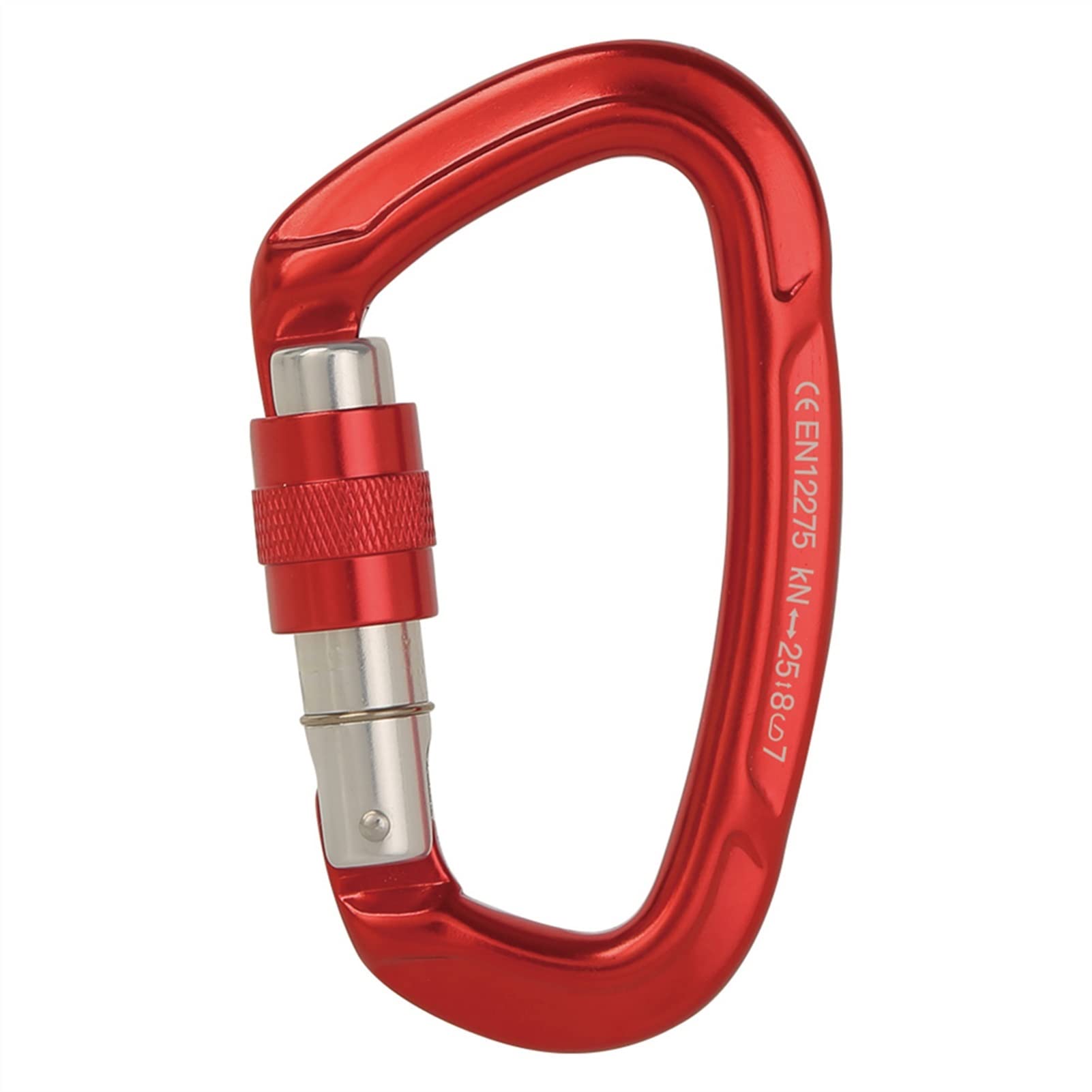 Mosquetón, Mosquetón de escalada profesional 25 kN con forma D, aluminio aviación, cierre seguridad, for al aire libre, equipo montañismo y ascenso(Red 1pcs)
