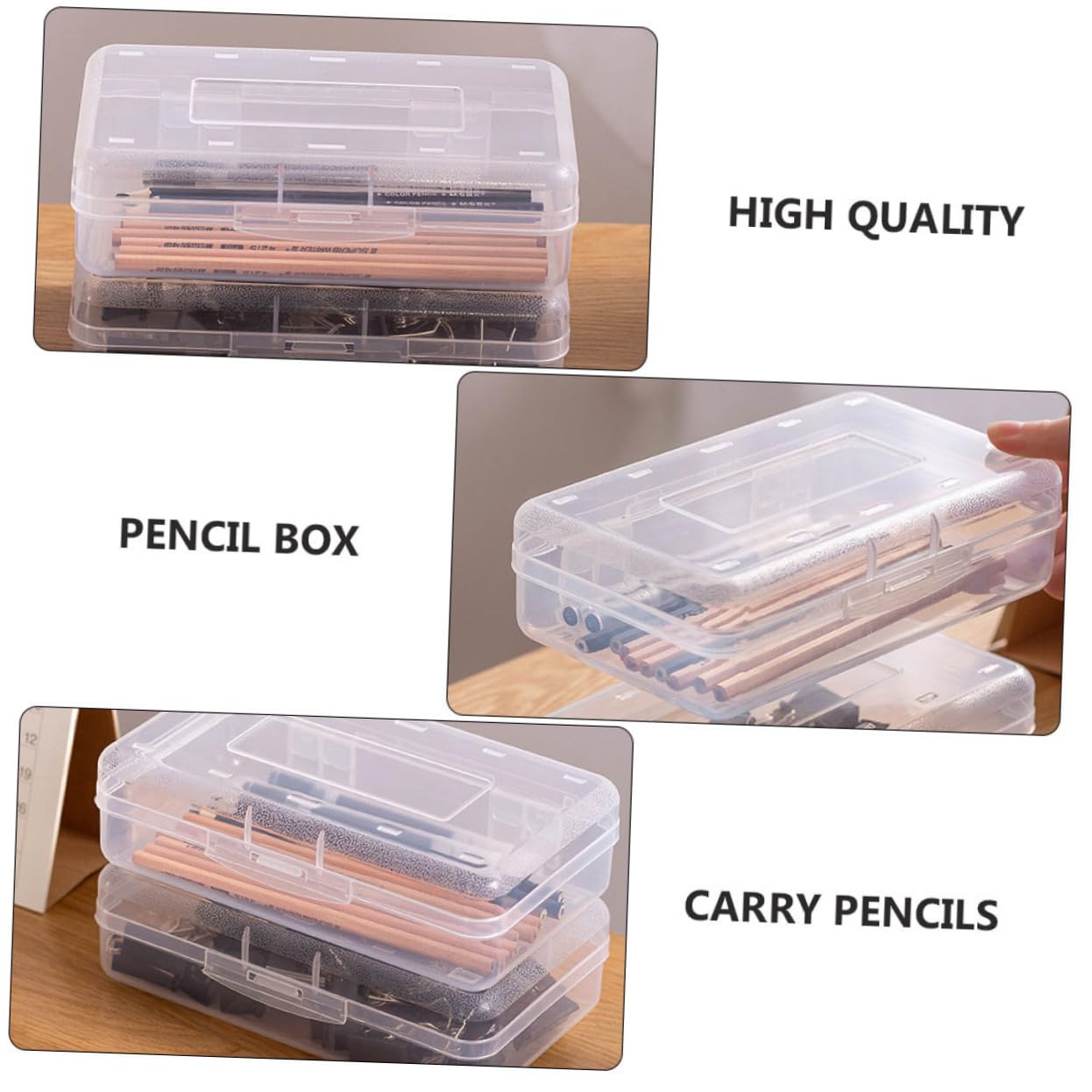 Set 6 Pezzi Scatole Trasparenti in Pp, Astuccio Porta Penne Empilabile, Organizer Semplice e Delicato per Scuola e Ufficio