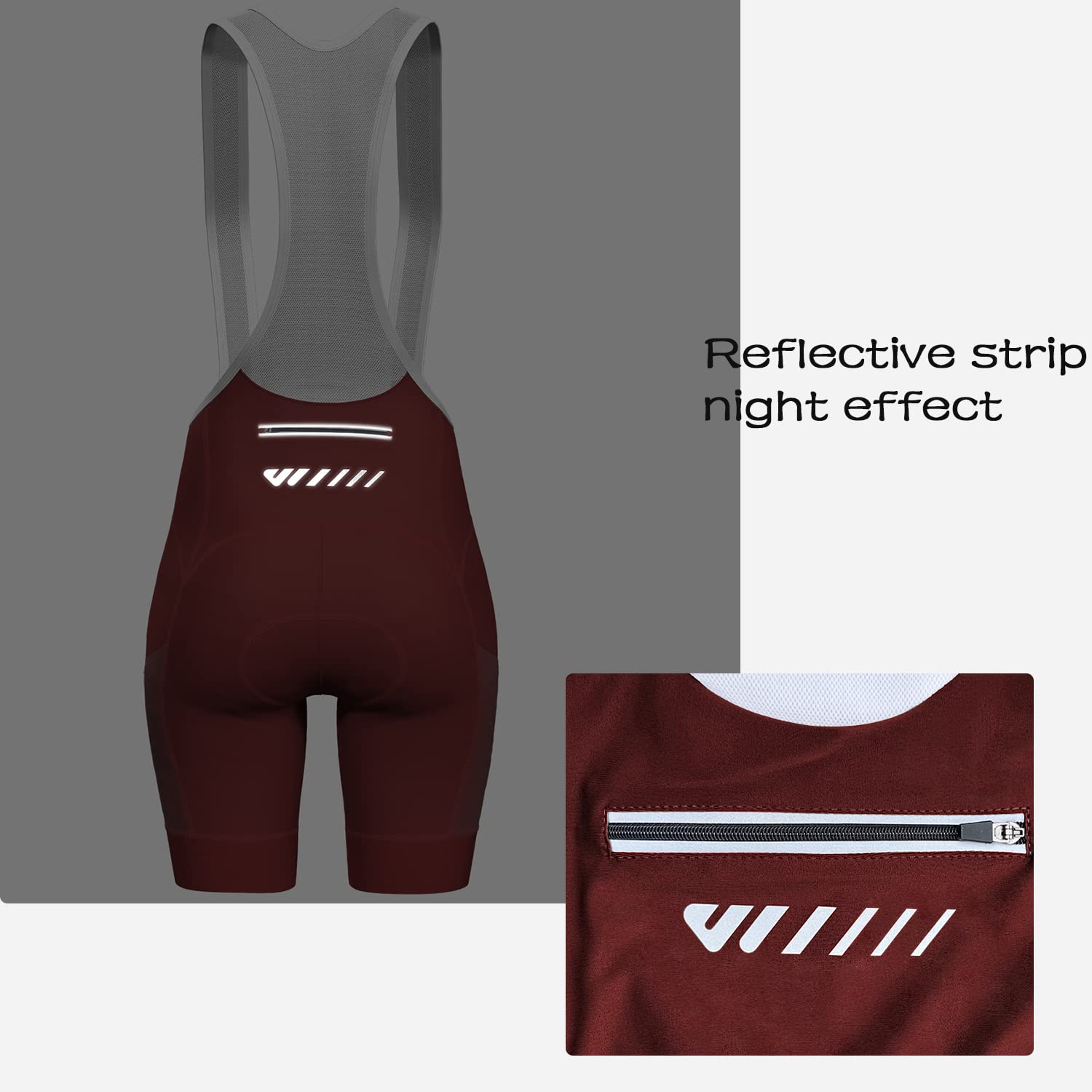 Lo.gas Fahrradhose Damen Gepolstert Mit TräGer Fahrrad TräGerhose Damen Bib Shorts Fahrradhose Schnell Trocknende StoßFeste Fahrradunterhose Mit 4d Polster Tasche Burgund XXL