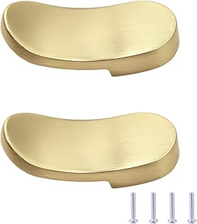 Ailindany Kitchen Cabinet Knobs Dresser Knobs Brushed Gold Zinc Alloy Knobs Drawer Pulls Door Cabinet Hardware Handles Knobs for Cupboard Drawers, Pack of 2