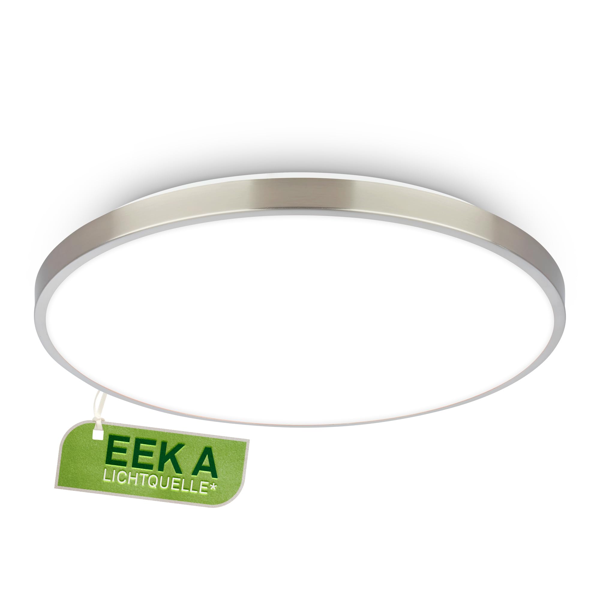 BRILONER - LED Deckenlampe mit EEK A Lichtquelle, neutralweißes Licht, 12,7W, 2900lm, Aludekor, LED Lampe, LED Deckenleuchte, Wohnzimmerlampe, Schlafzimmerlampe, Küchenlampe, 33x6 cm, Nickel-matt