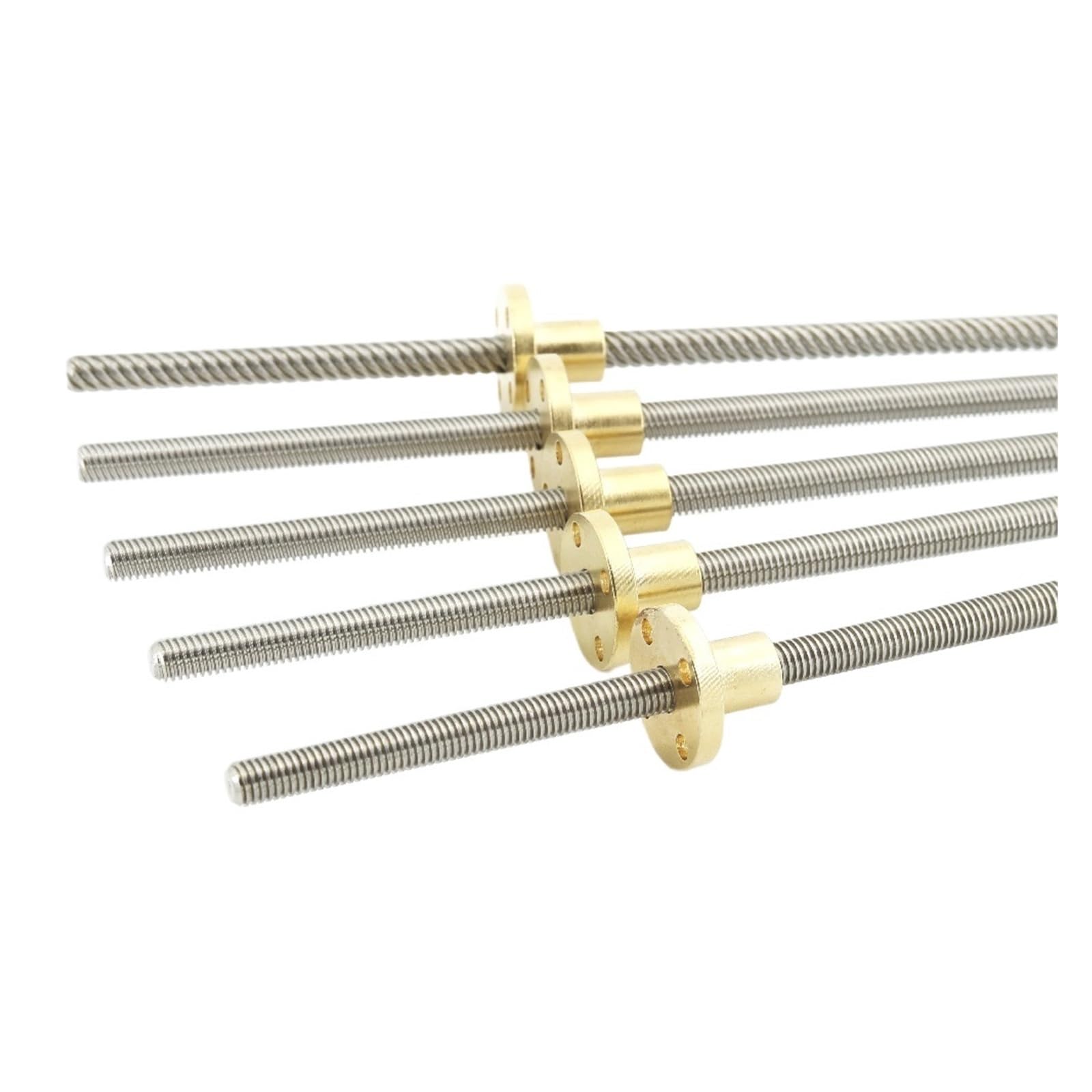 Metal Ball Screw nut T5 Diameter 5mm Length 150mm Lead 1mm 2mm 4mm Trapezoidal 1pcs with Brass Nut(Lead 2mm)