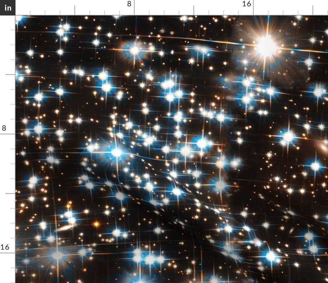 Spoonflower Fabric - Stars Sparkle Star Field Dark Galaxy Universe Outer Space Photo Blue Printed on Petal Signature Cotton Fabric by The Yard - Sewing Quilting Apparel Crafts Decor