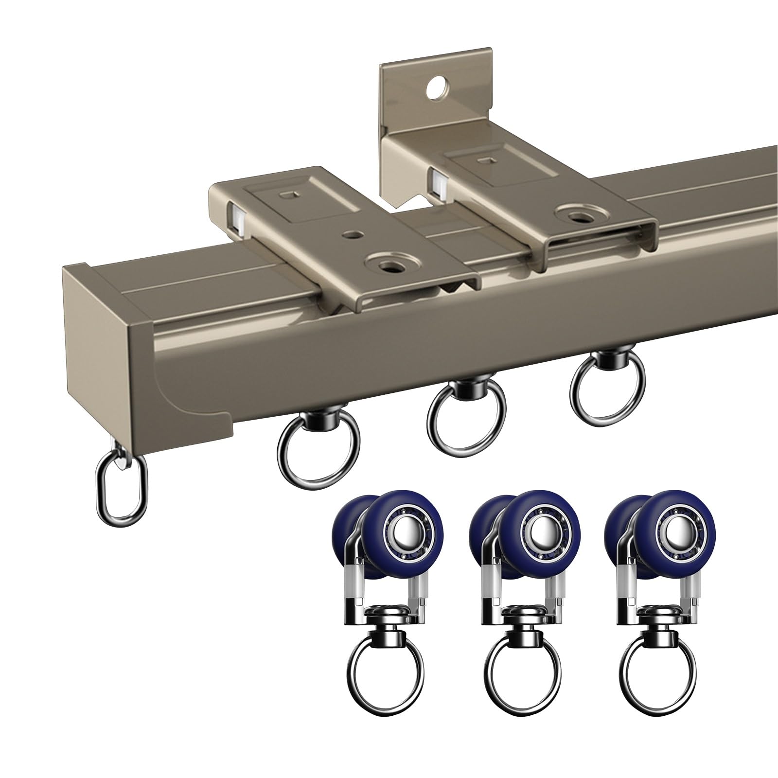Système de rail en aluminium haut de gamme champagne 1m Solut pour rideaux et camping-car