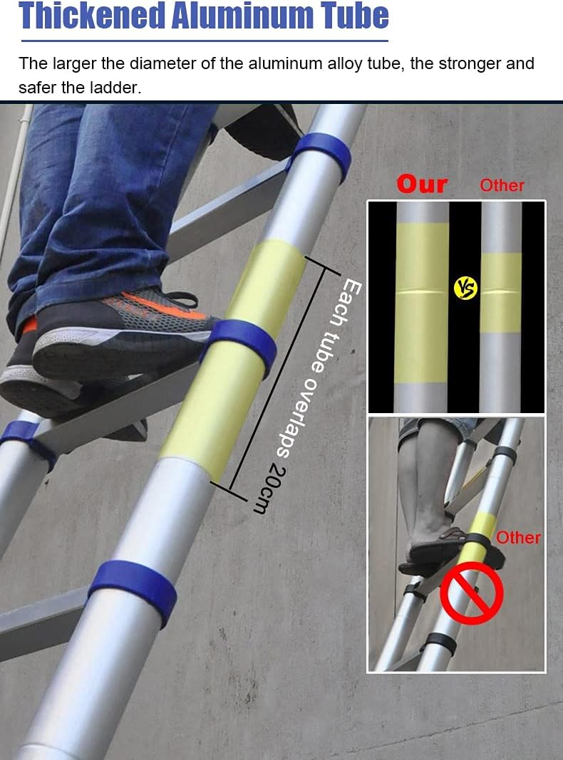 Telescopic Ladder Telescopic Ladders Multi-Purpose Extendable Ladder Telescopic Ladder Mult-Purpose Telescopic Folding Ladder 8m/7m/6m/5m/4m, Aluminium Extension Straight Attic Ladder, Teles