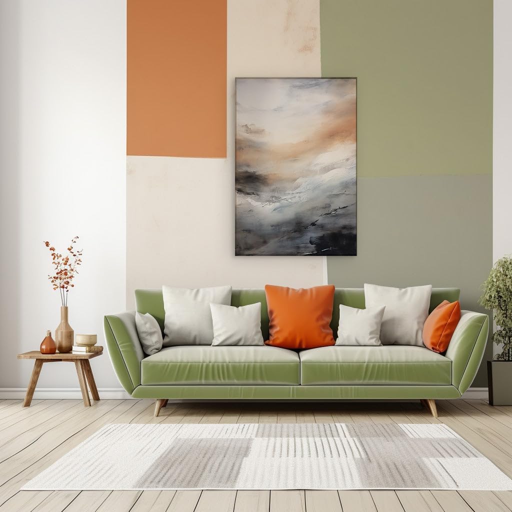 Canvas for Living room. Merging Horizons in Monochrome An Abstract Journey Through Textured Landscapes, 27 x 18 inch Canvas Wall Art - Contemporary Masterpieces - Modern Home Decor