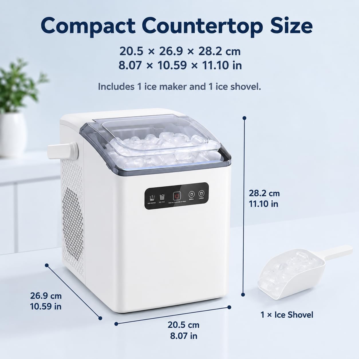Máquina De Hielo Portátil, 12 Kg/24h, 8 Cubos En 6 Minutos