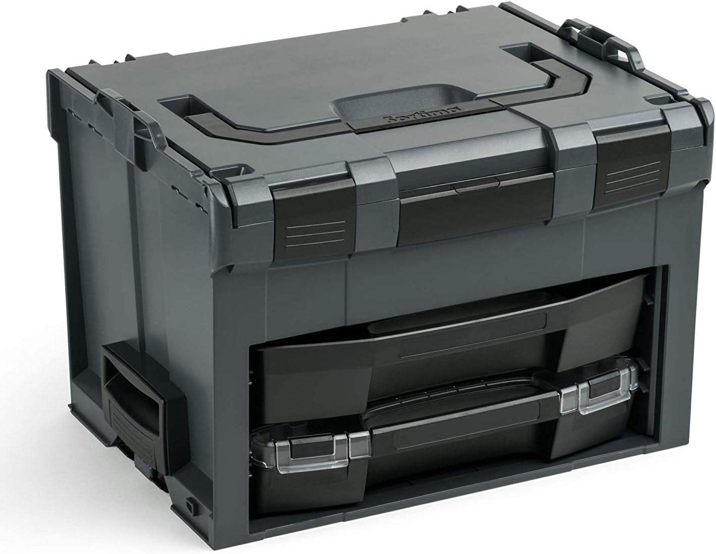 Bosch Sortimo LS-Boxx 306 Tool Box Set in Anthracite with i-Boxx 72 Black Equipped with Inset Boxes Set A3 and LS Drawer 72 Black Empty