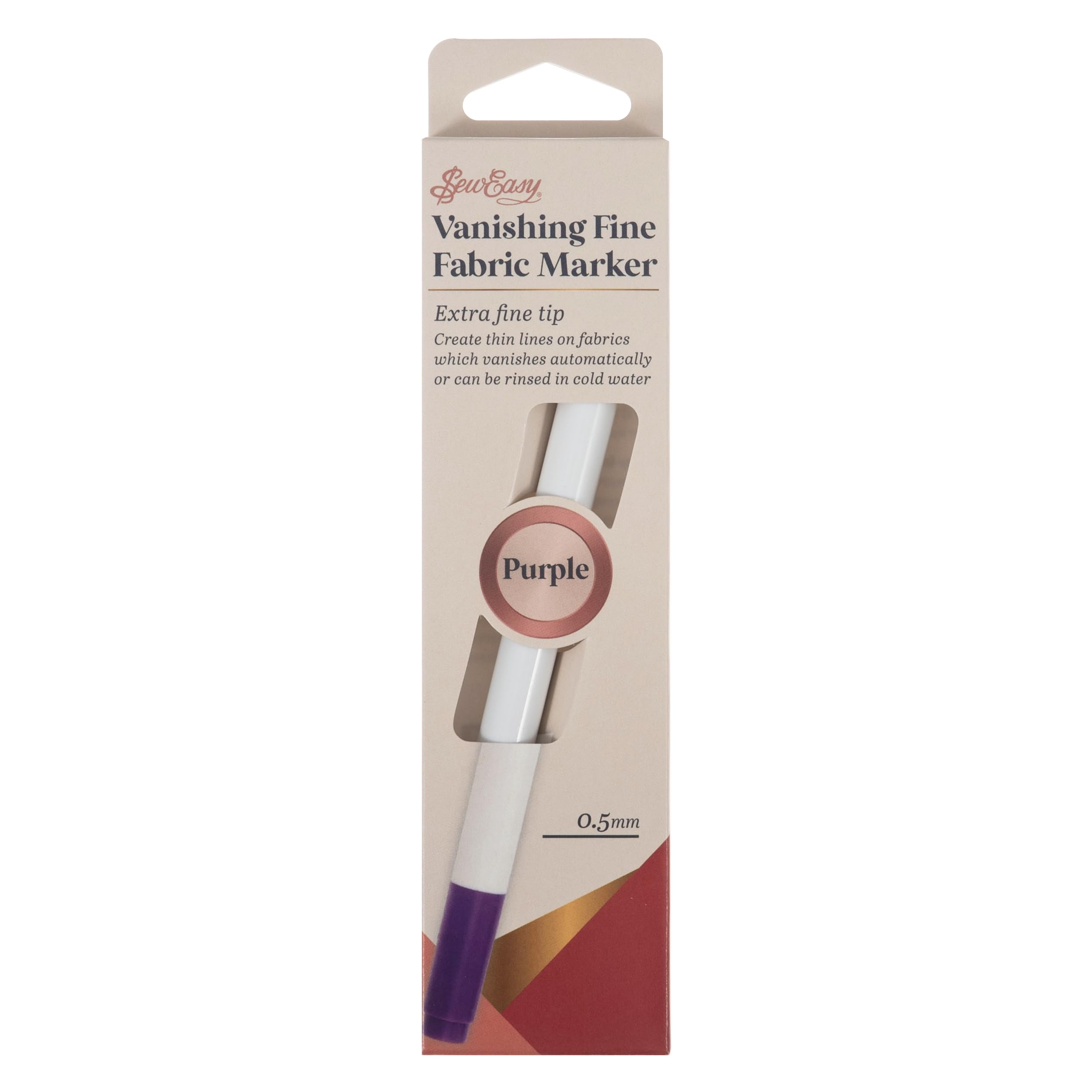 Sew Easy Vanishing Fabric Marker – Automatically Disappearing Ink in 48hr, Extra Fine Purple 0.5mm Pen for Sewing Quilting Dressmaking Tailoring