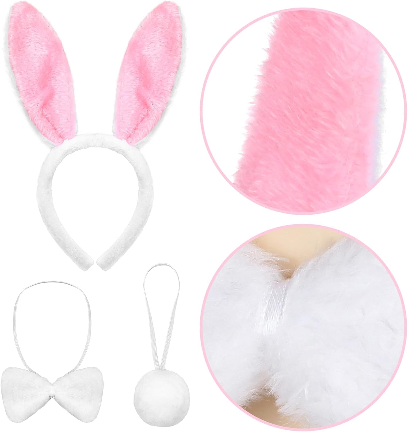 6 Pcs Halloween Couple Magician Costume Set - Includes Hat, Wand, Gloves, Bunny Ears, Tail and Bow for Adult Cosplay - Image 3