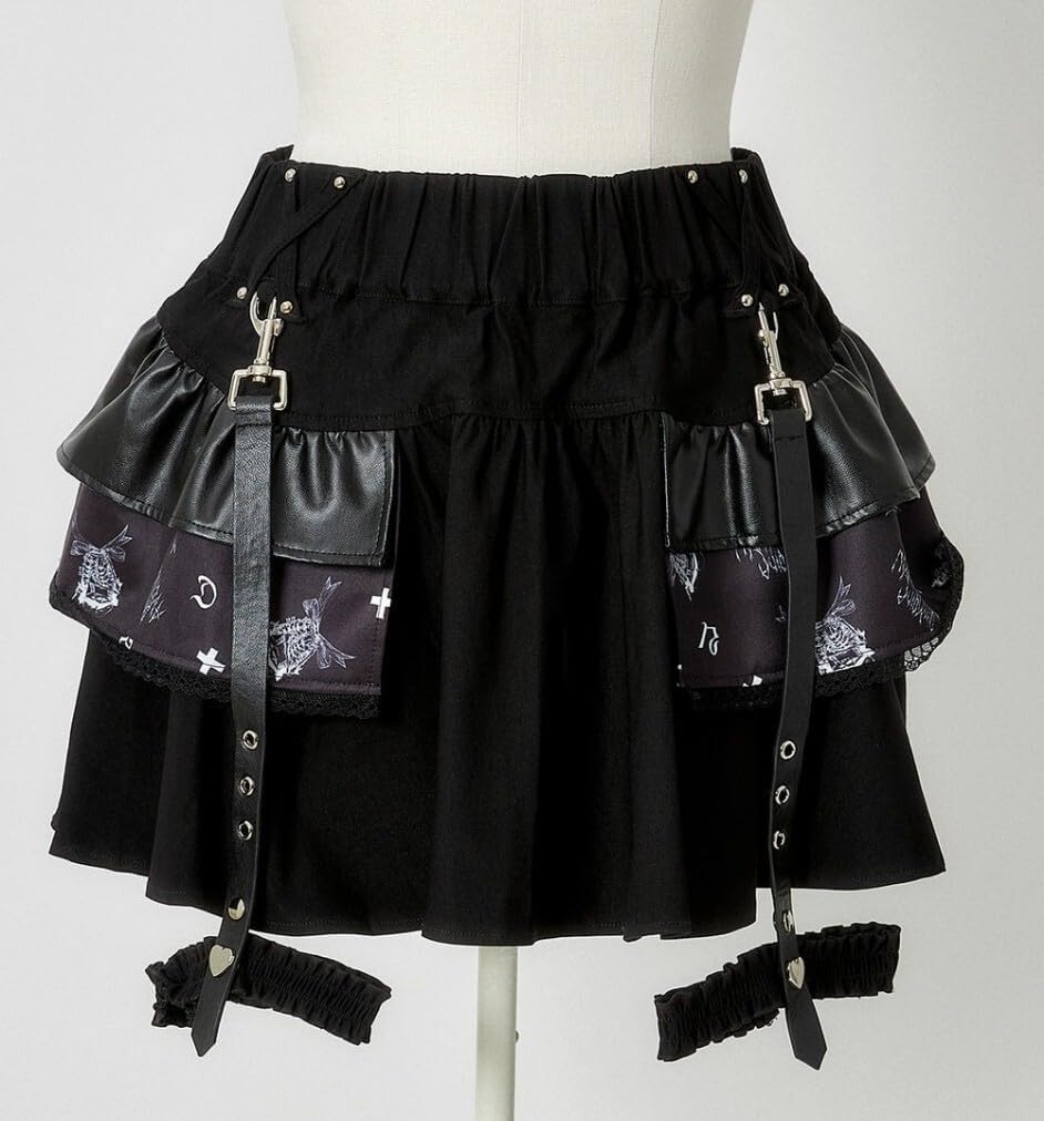 AVENCHUMU&times;DimMoire フリルスカート ガーターベルト付き 黒 アバンチュウム ディムモアール