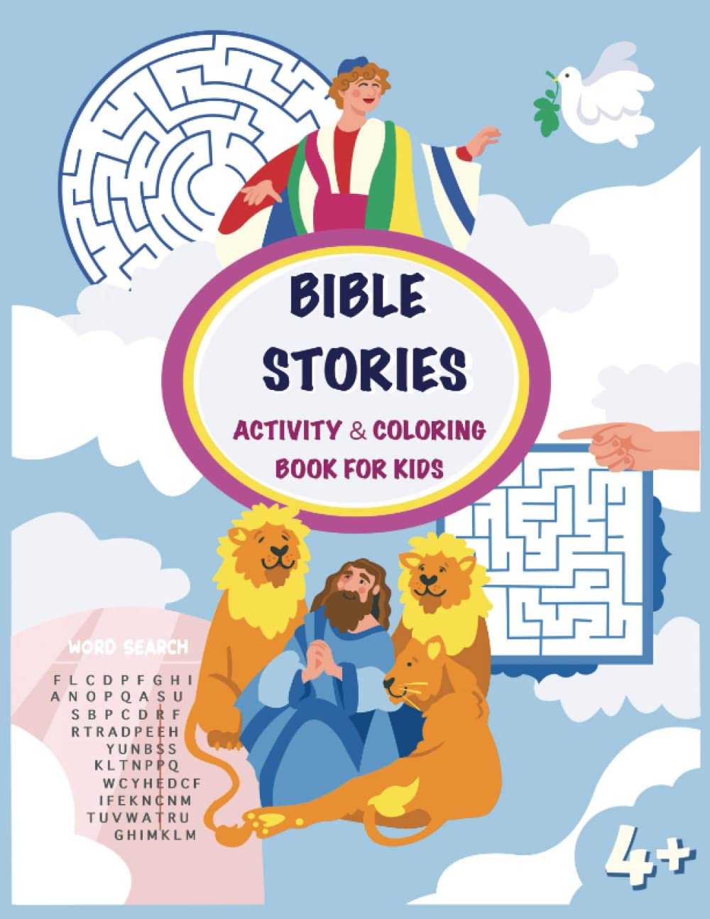 Bible Stories Activity & Coloring Book for Kids: Christian Activities including Mazes, Word Search, Dot to Dot, Color by Number