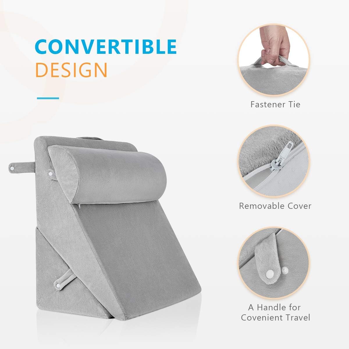 OasisSpace Bed Wedge Pillow, Post Surgery Memory Foam for Back, Leg and Knee Pain Relief, Sitting Pillow for Reading, Adjustable Pillows with Washable Cover for Acid Reflux and GERD for Sleeping : Home & Kitchen