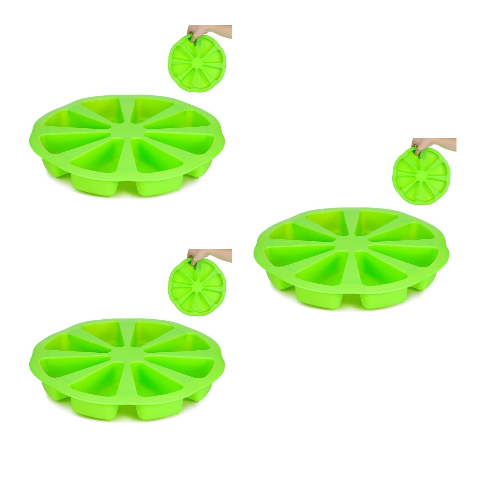 Moule à gâteaux en silicone vert TOYANDONA | Lot de 3 moules à pizza triangulaire à 8 cavités