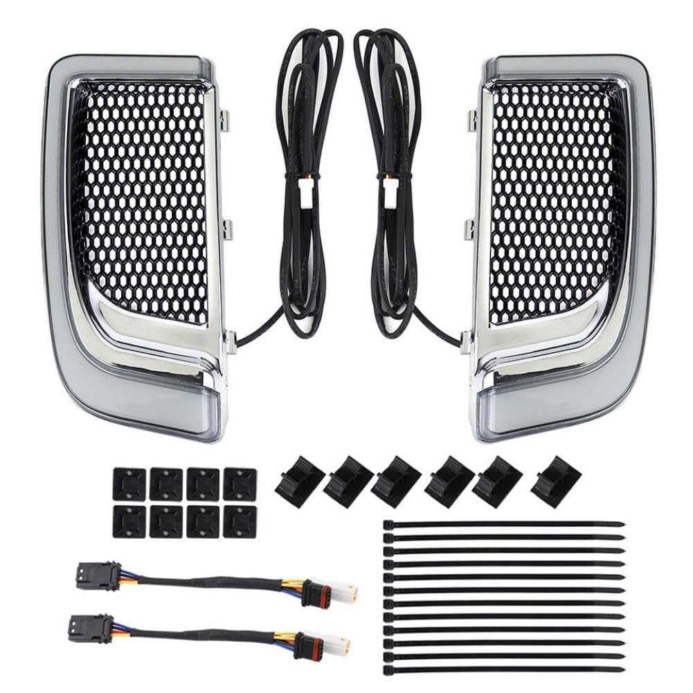 Motorcycle Fairing Lower Grills LED Light Compatible With Touring 14 19 CVO Street Electra Road Ultra FLHTK Ultra Limited(Silver)