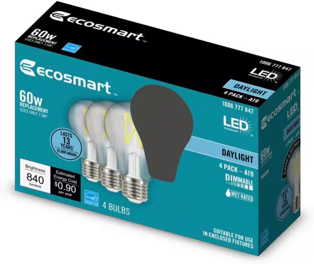 Ecosmart 60W LED Daylight Vintage A19 (60)