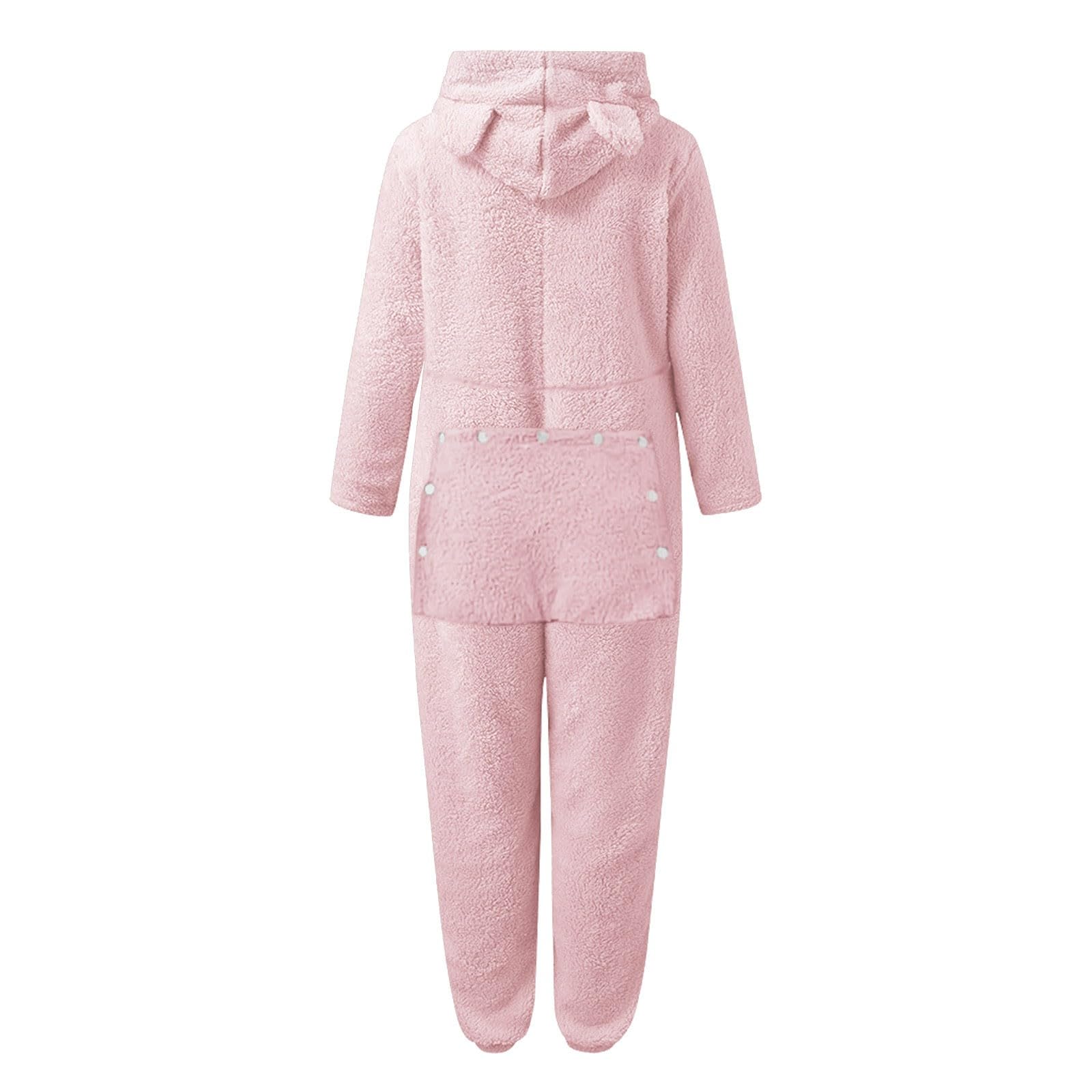 Mono para mujer acogedor con solapa en el trasero - Mono con orejas abiertas, traje de baño sexy de forro polar, pijama de una pieza, pijama de peluche, mono de peluche, traje festivo para el tiempo