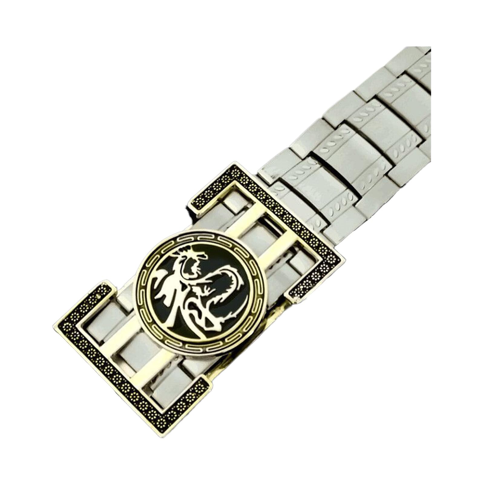 YJSG Metal Belt Men?Stainless Steel Belt Fashion Jeans Punk Goth Dragon Totem Gold Silver Buckle,Gold,130CM/51.2''