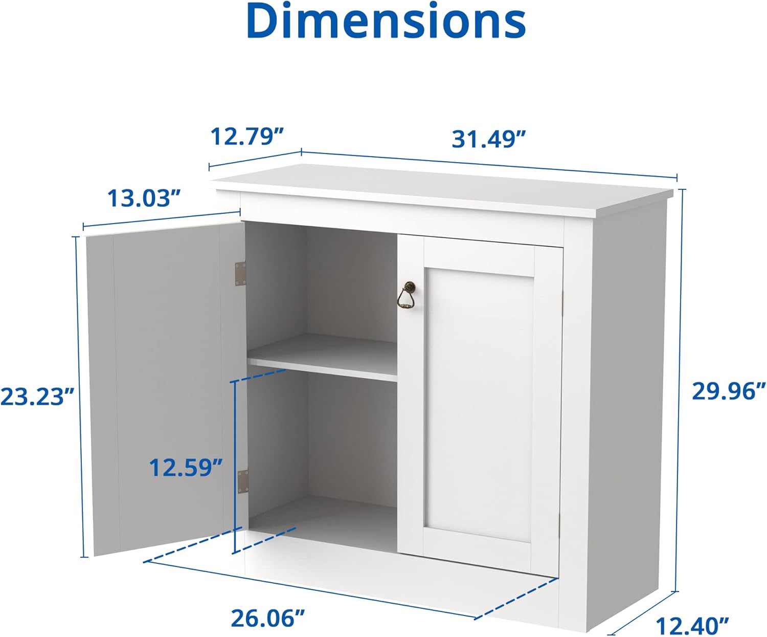 Cozy Castle Buffet Cabinet with Storage - Kitchen Storage Cabinet Wood Console Table Coffee Bar Accent Cabinets for Living Room Dining Room Entryway White 31.5" W