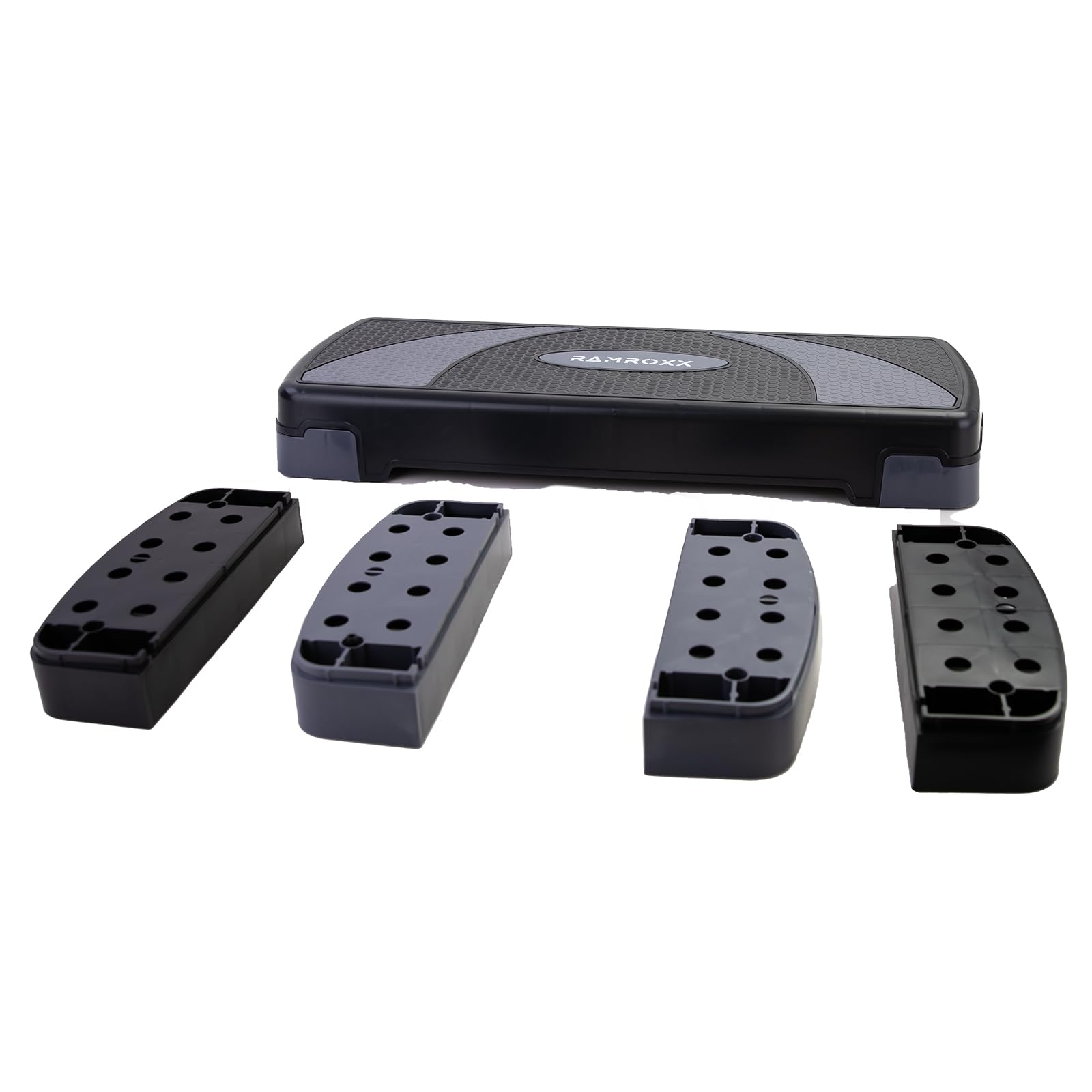 RAMROXX Fitness Stepboard Stepper Steppbrett Workout 3 Stufen Schwarz Grau 80x30cm
